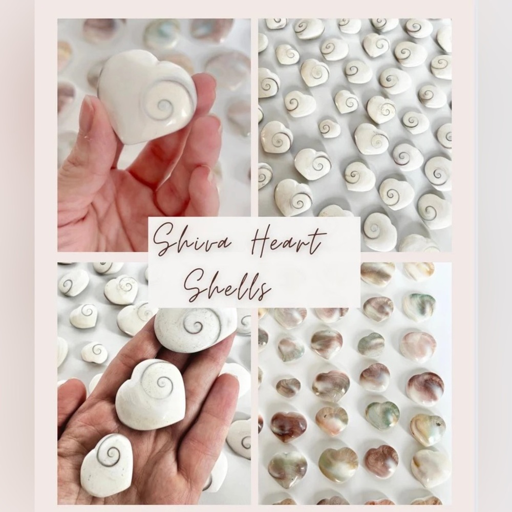 One Shiva Heart, Shells Pastel Backs Crystal Carving Pocket Stone Gifts for Her